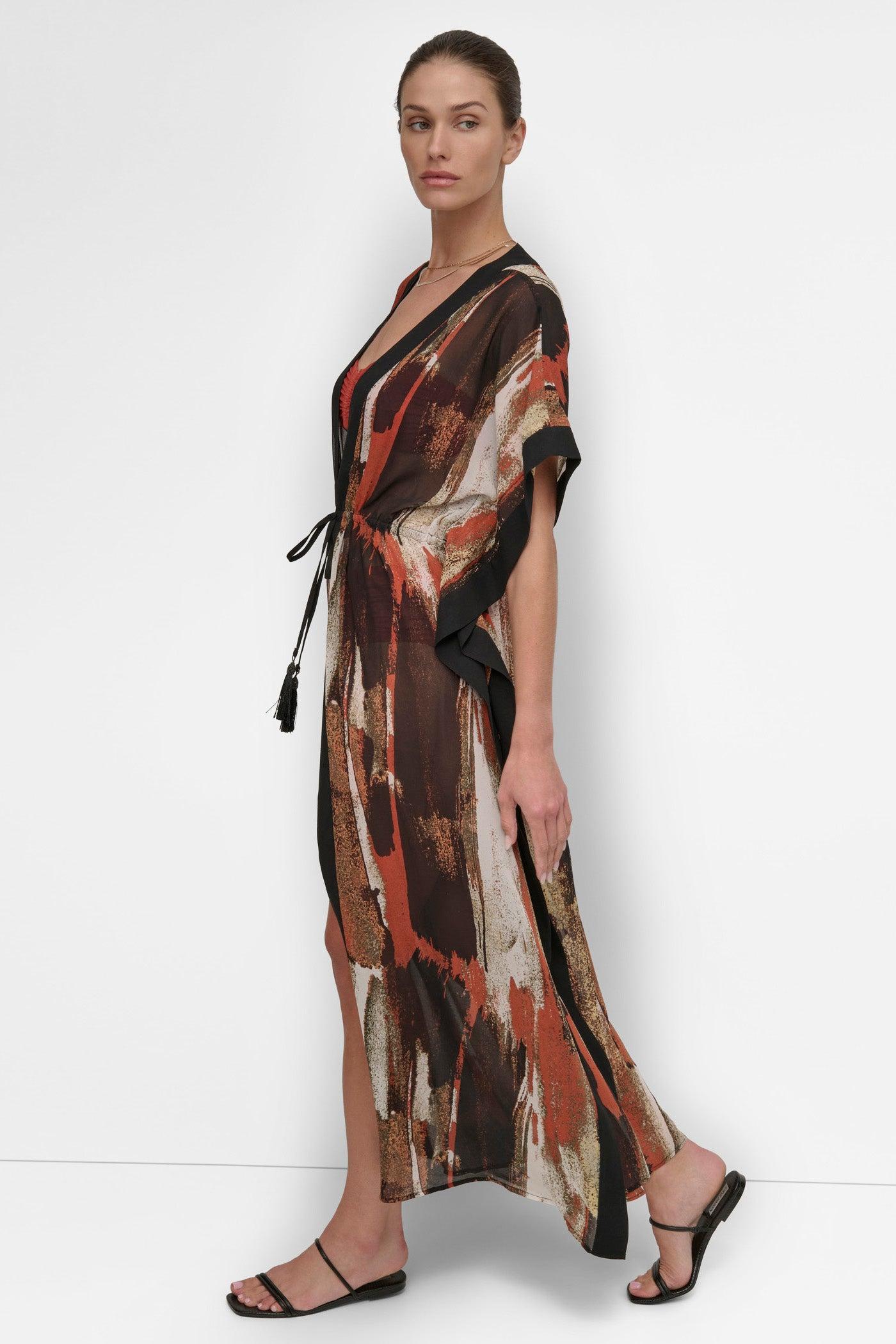 ABSTRACT PRINT TIE-FRONT COVERUP Product Image