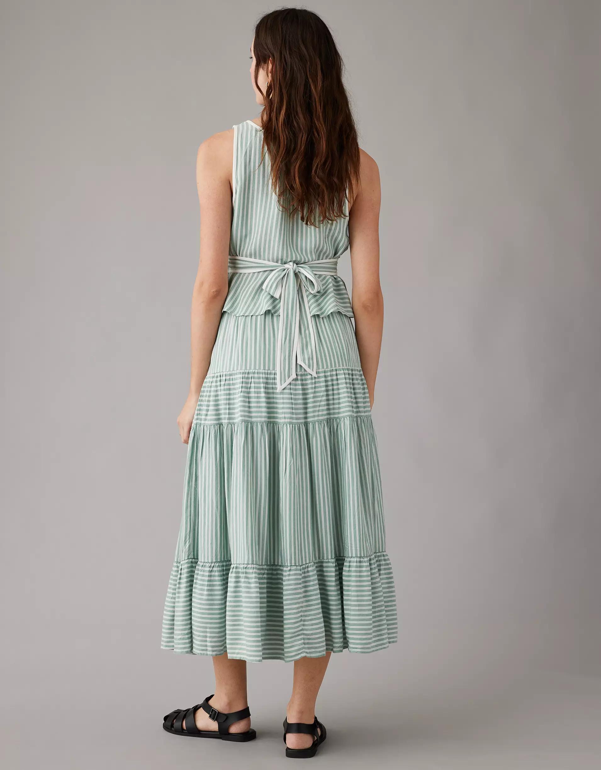 AE High-Waisted Multi Striped Maxi Skirt Product Image