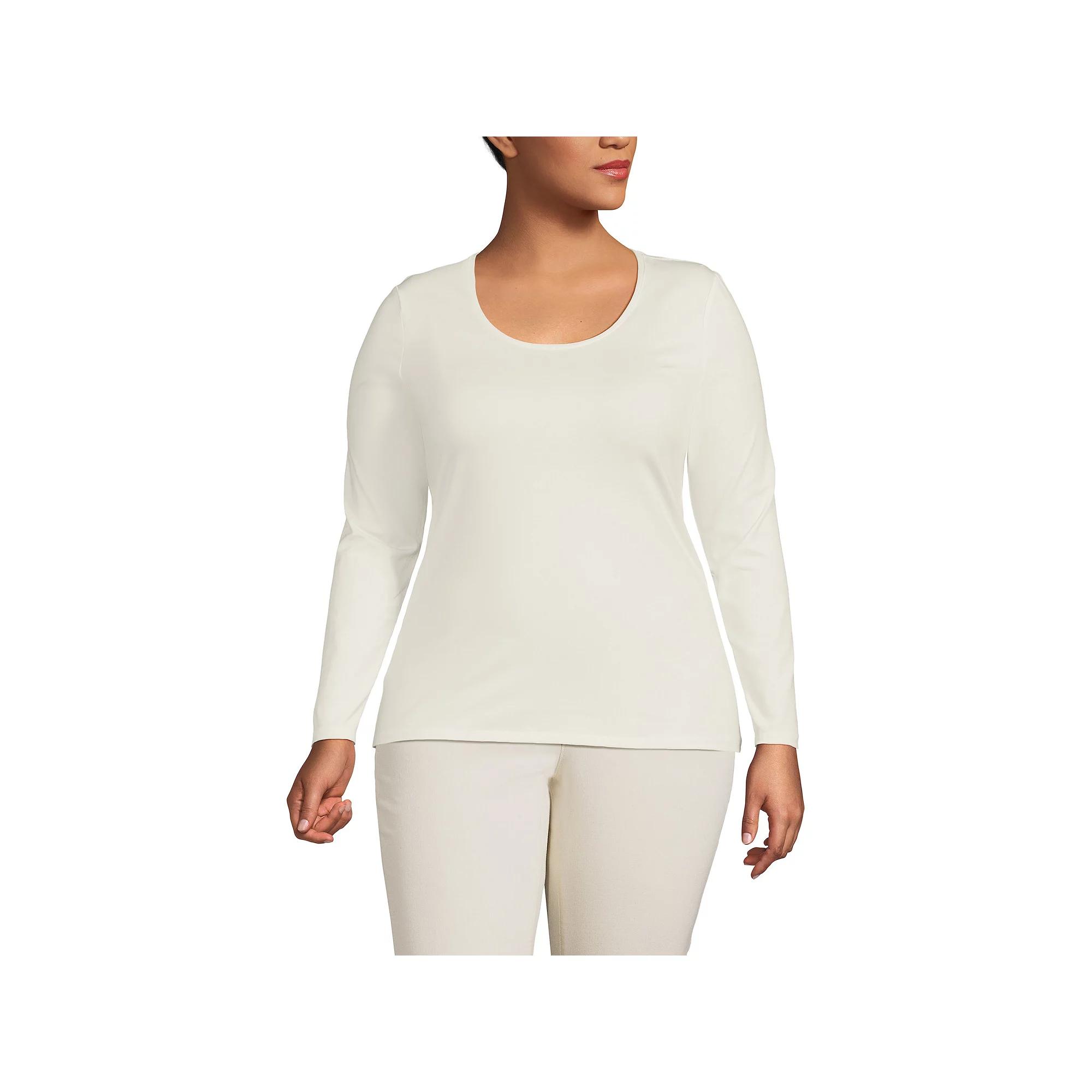 Plus Size Lands' End Lightweight Jersey T-Shirt, Women's, Size: 1XL, Black Product Image