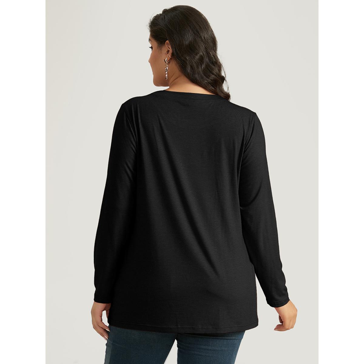 Plus Size Halloween Three Pumpkin Print Crew Neck T-shirt Black Women Casual Printed Halloween Festival-Halloween T-shirts BloomChic 28/5X Product Image