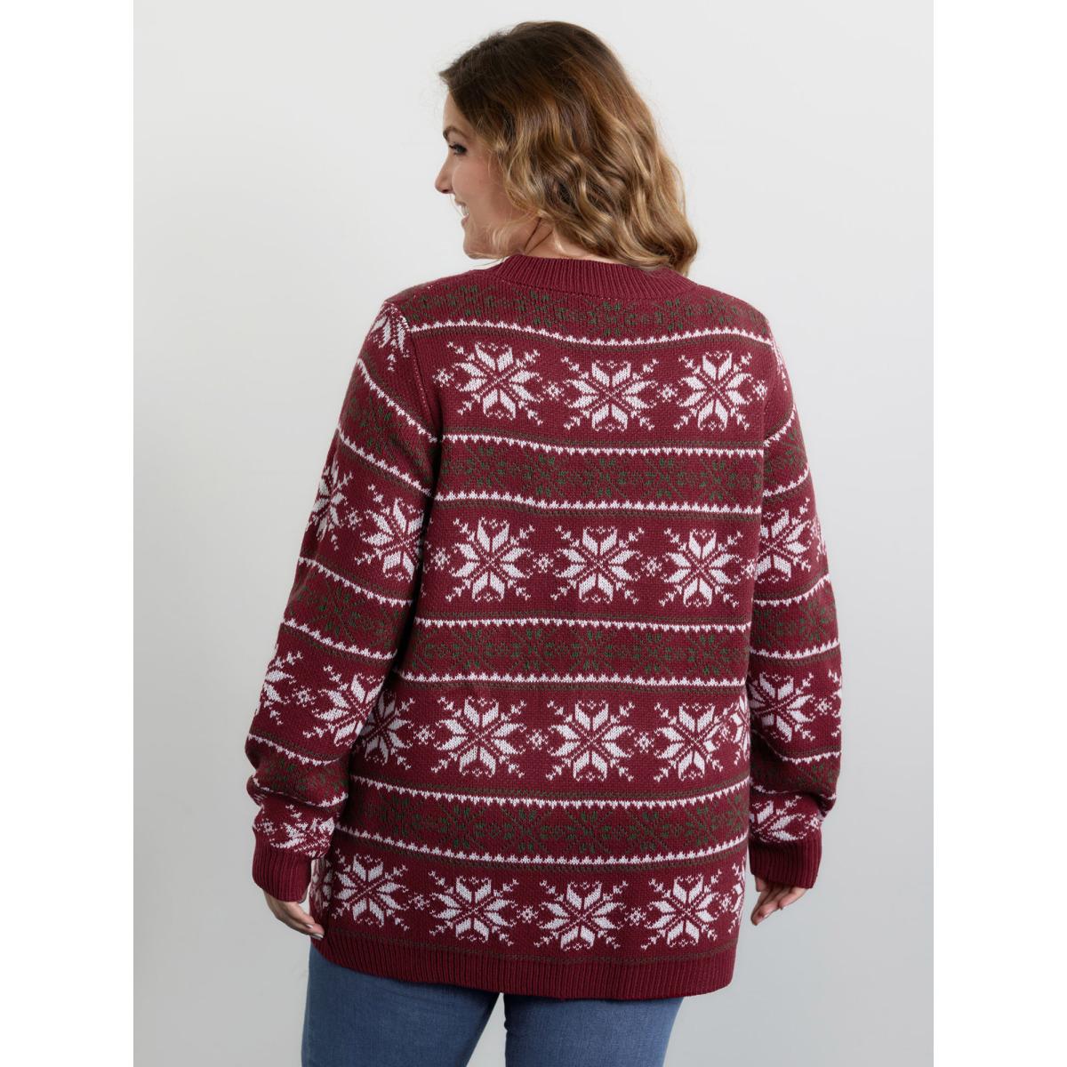 Plus Size Holiday Curvy Hem Ribbed Knit Cardigan Scarlet Women Leisure Loose Long Sleeve Casual Cardigans BloomChic 10/M Product Image