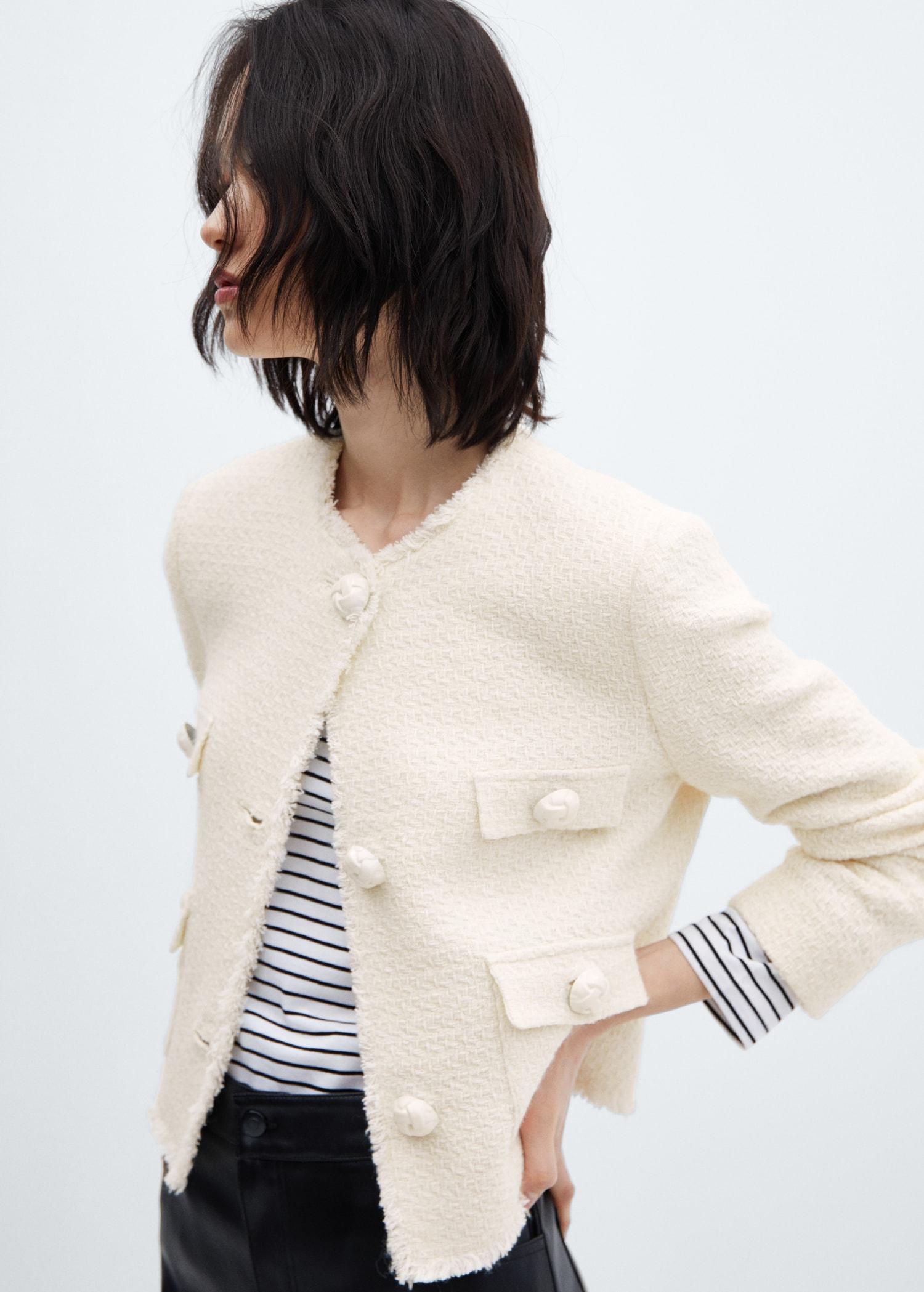 Tweed jacket with pockets - Women | MANGO USA Product Image