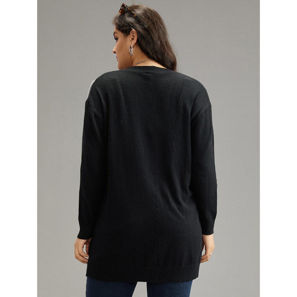 Plus Size Supersoft Essentials Star Button Through Cardigan Black Women Casual Loose Long Sleeve Dailywear Cardigans BloomChic 26/4X Product Image