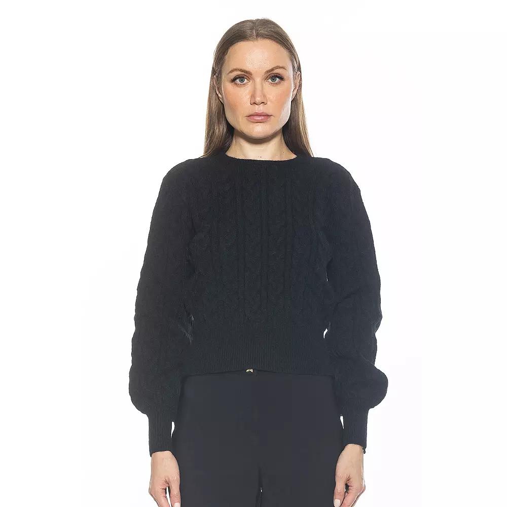 Women's ALEXIA ADMOR Berli Crewneck Bubble Sleeve Cable Knit Sweater,  Product Image