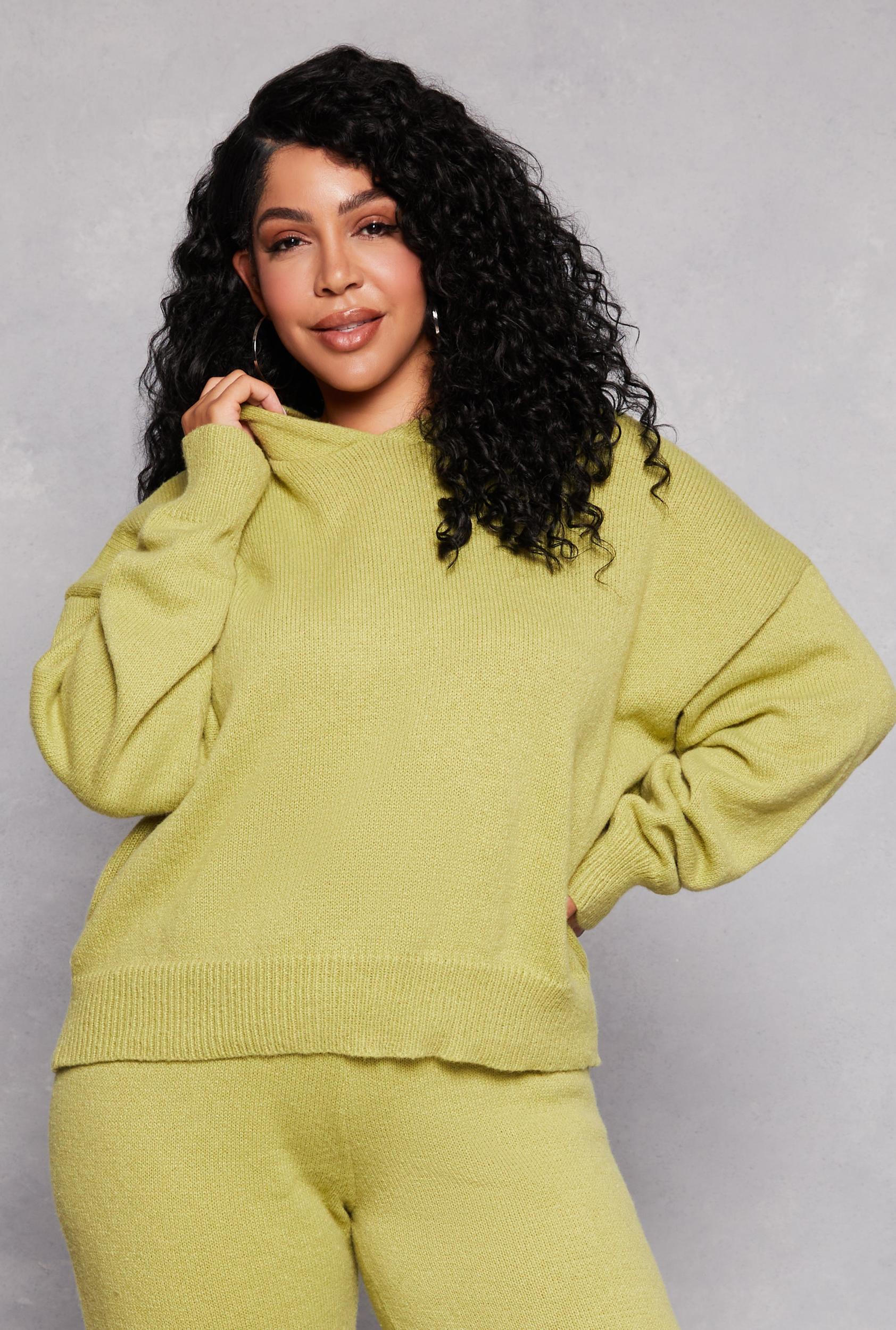 Womens Plus Size Brushed Knit Pullover Hoodie Product Image