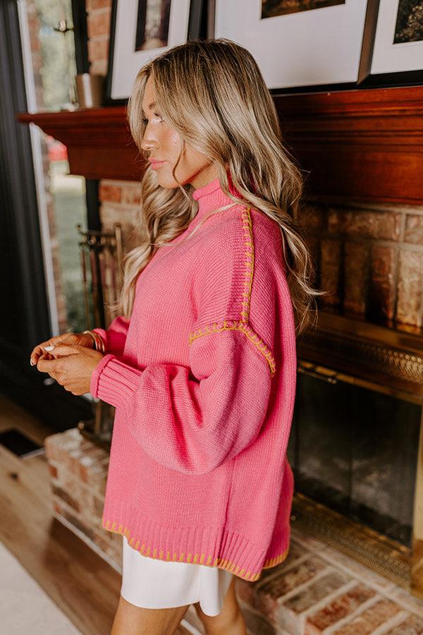Cuddle Season Knit Sweater in Pink Product Image