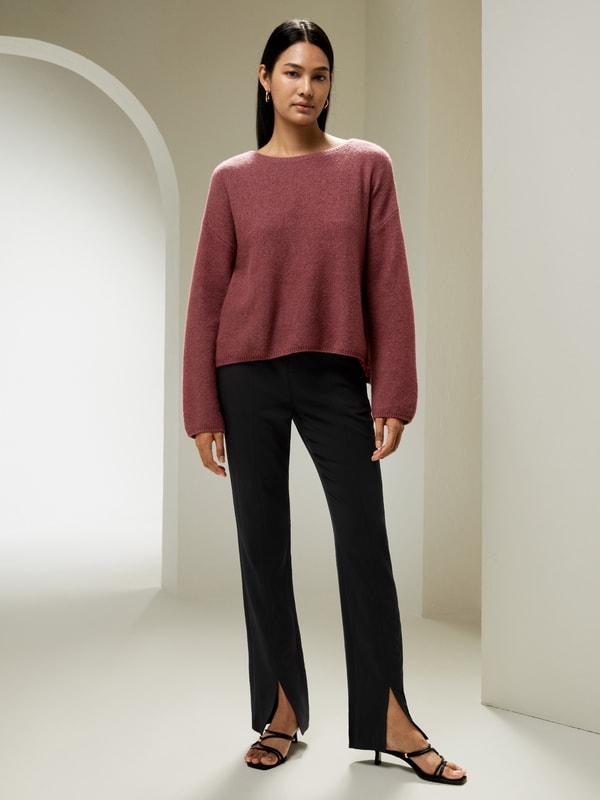 Relaxed Fit Drop-Shoulder Silk Cashmere Blend Sweatshirt Product Image