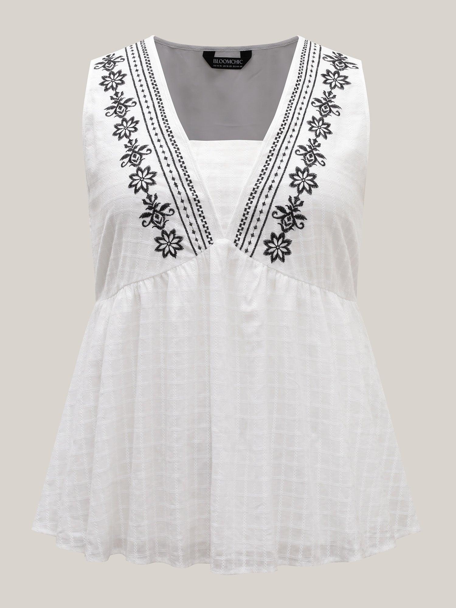 Pure Cotton Jacquard Embroidered Tank Top Female Product Image