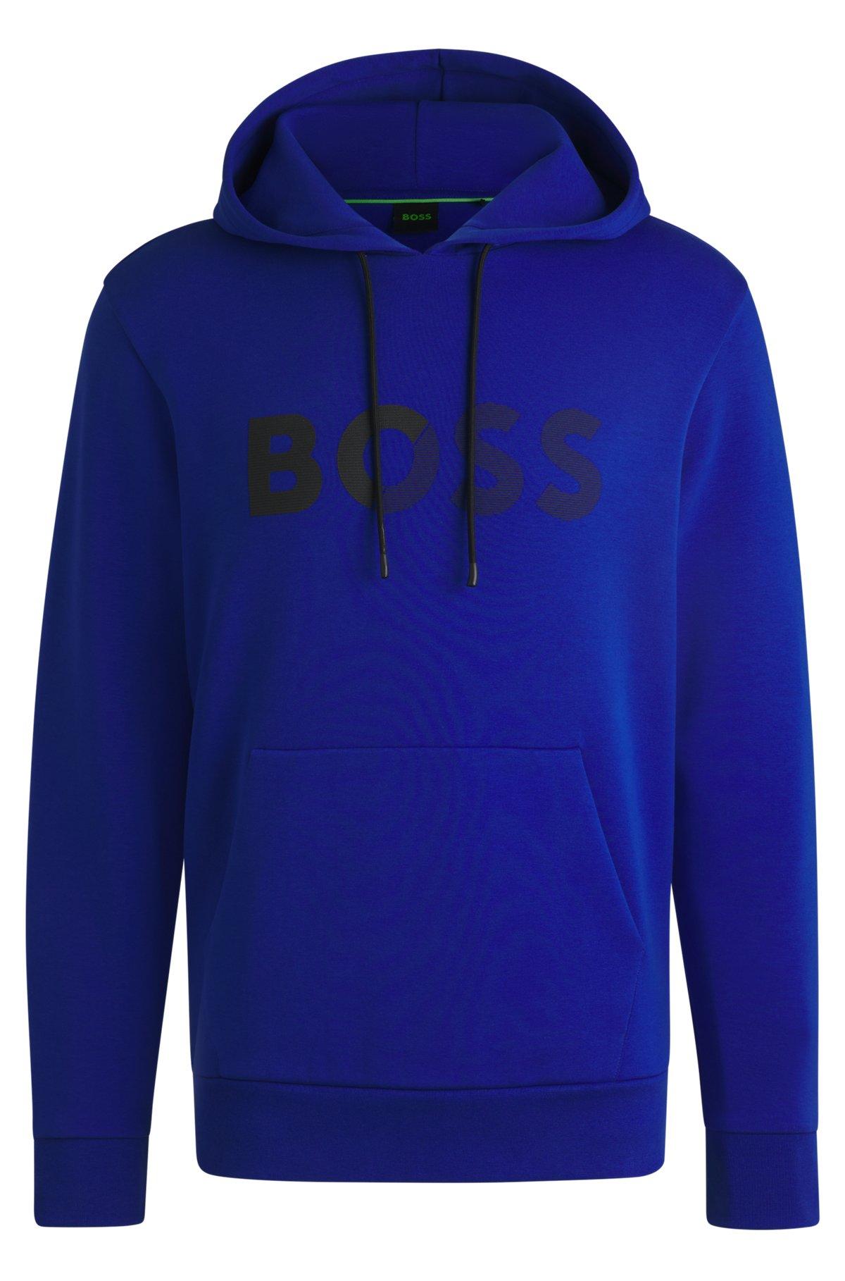 BOSS - Regular-fit hoodie with logo print - Dark Blue Product Image