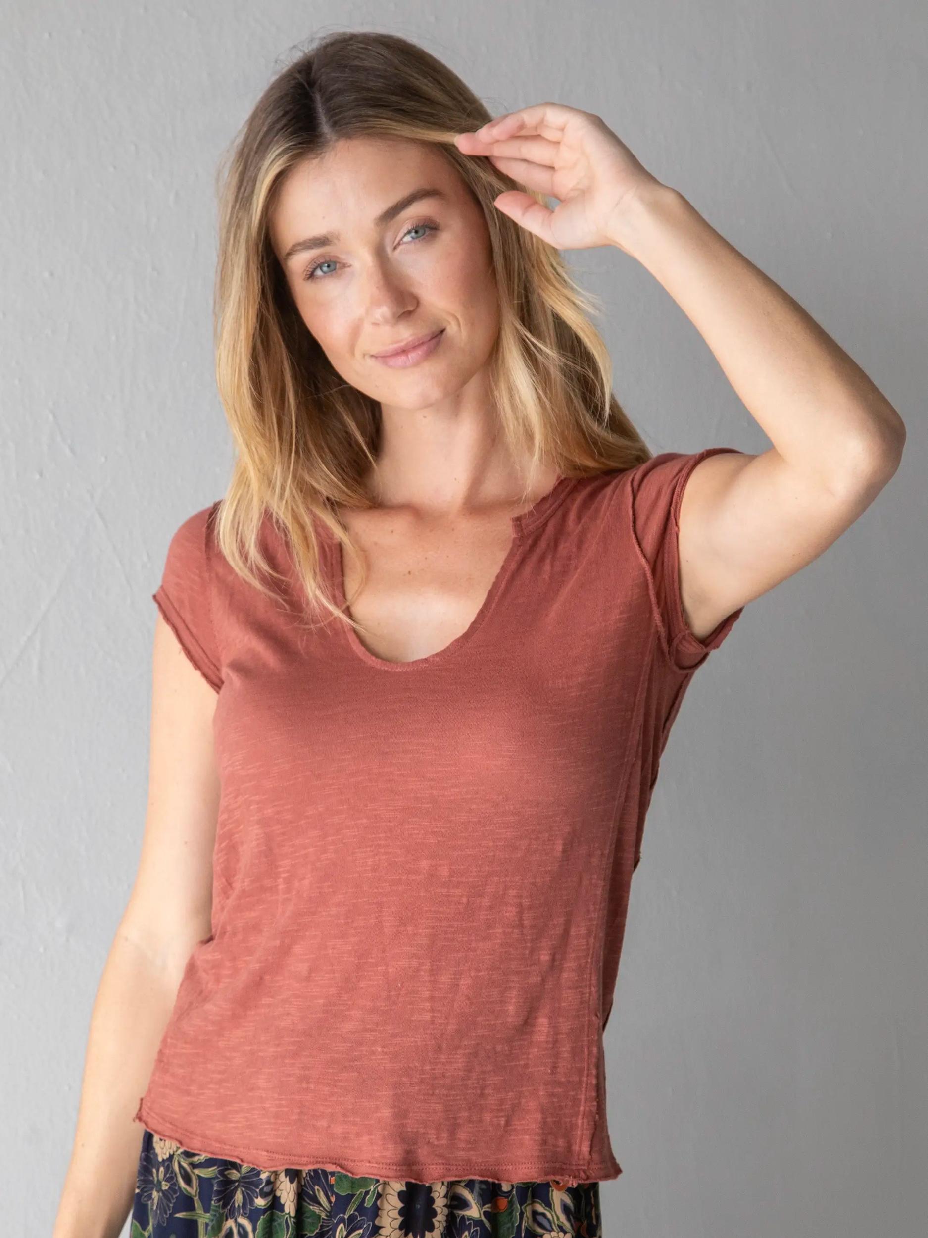 Molly Cotton Tee Shirt - Rust Product Image