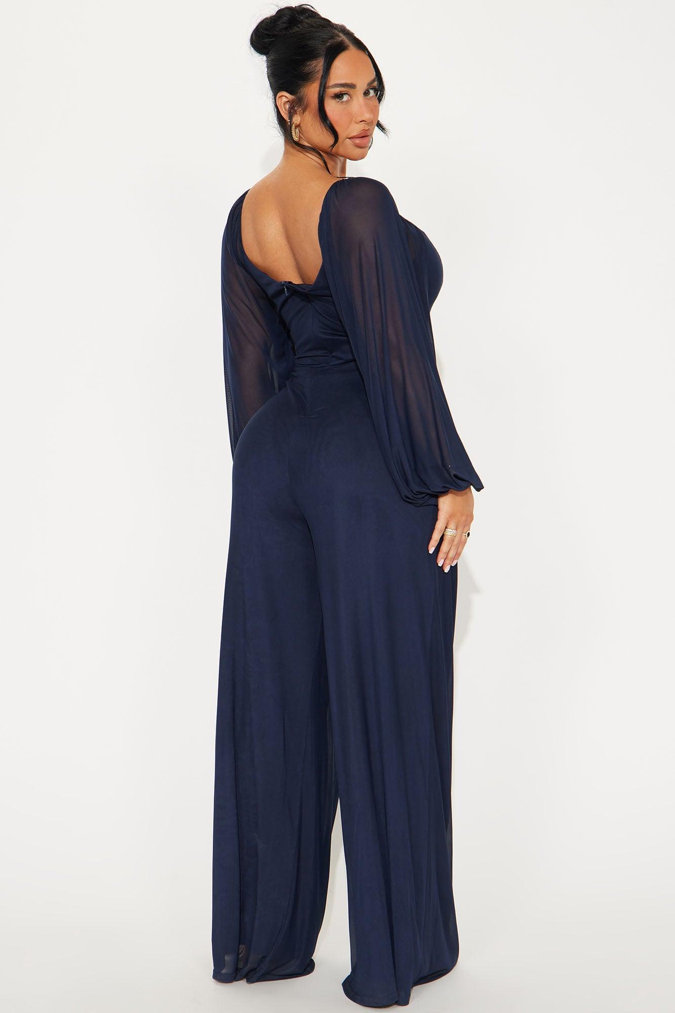 Ethereal Love Mesh Jumpsuit - Navy Product Image