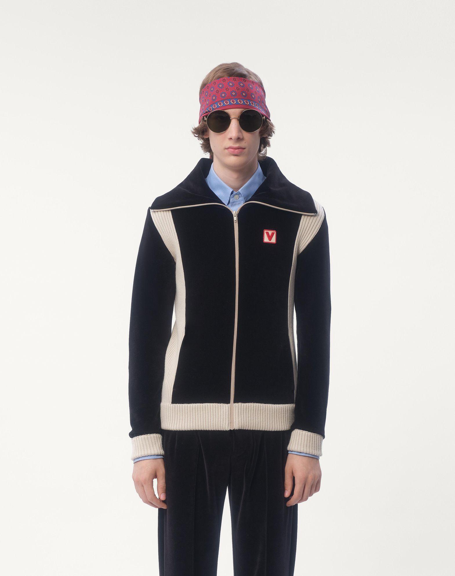 Chez Valentino Turtleneck Chenille Sweatshirt With Zipper And Patch Product Image