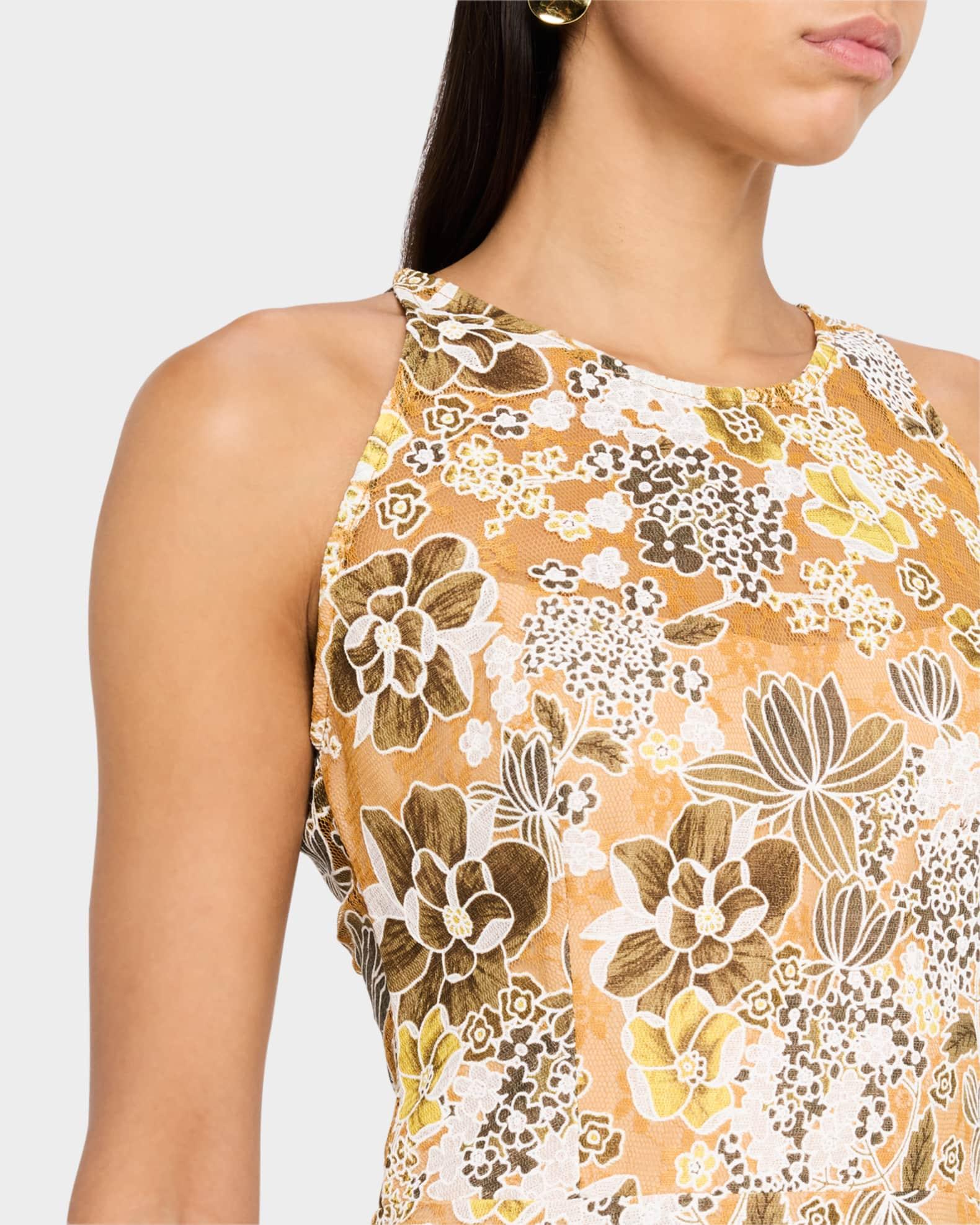 Sicilia Sleeveless Floral-Print Ruffle Gown Product Image