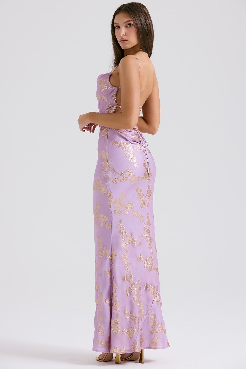 Capriana   orchid jacquard satin gown Product Image
