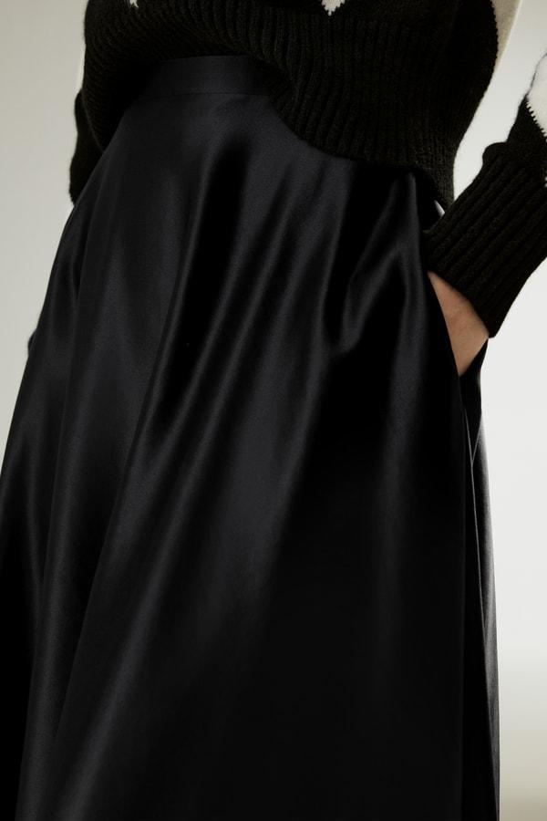 LILYSILK Black Silk Skirt Womens Premium Silk Luxurious Flowing Hem Skirt 6 Product Image