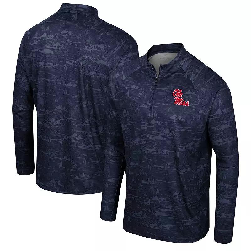 Men's Colosseum Navy Ole Miss Rebels Carson Raglan Quarter-Zip Jacket,  Product Image
