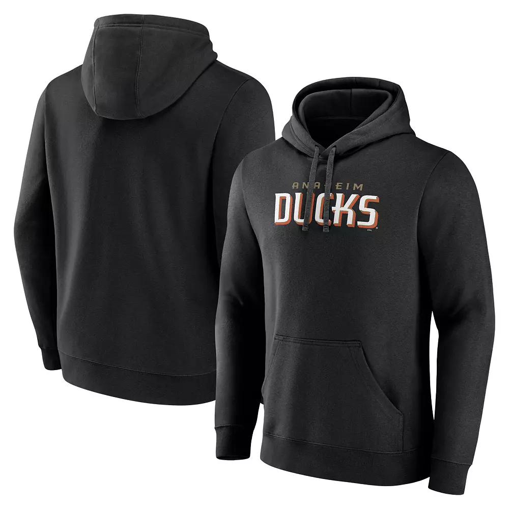 Men's Fanatics Black Anaheim Ducks Wordmark Logo Fleece Pullover Hoodie,  Product Image