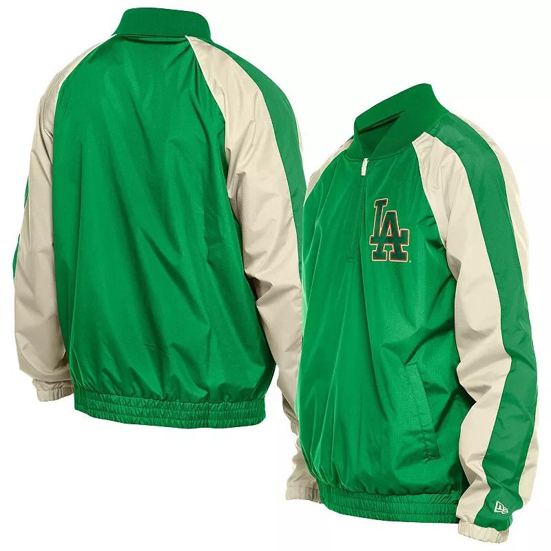 Men's New Era Kelly Green Detroit Tigers St. Patrick's Day Ripstop Raglan Quarter-Zip Windbreaker,  Product Image