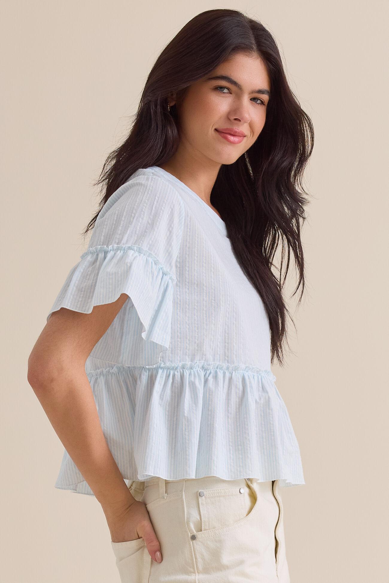 Calista Stripe Peplum Top Product Image