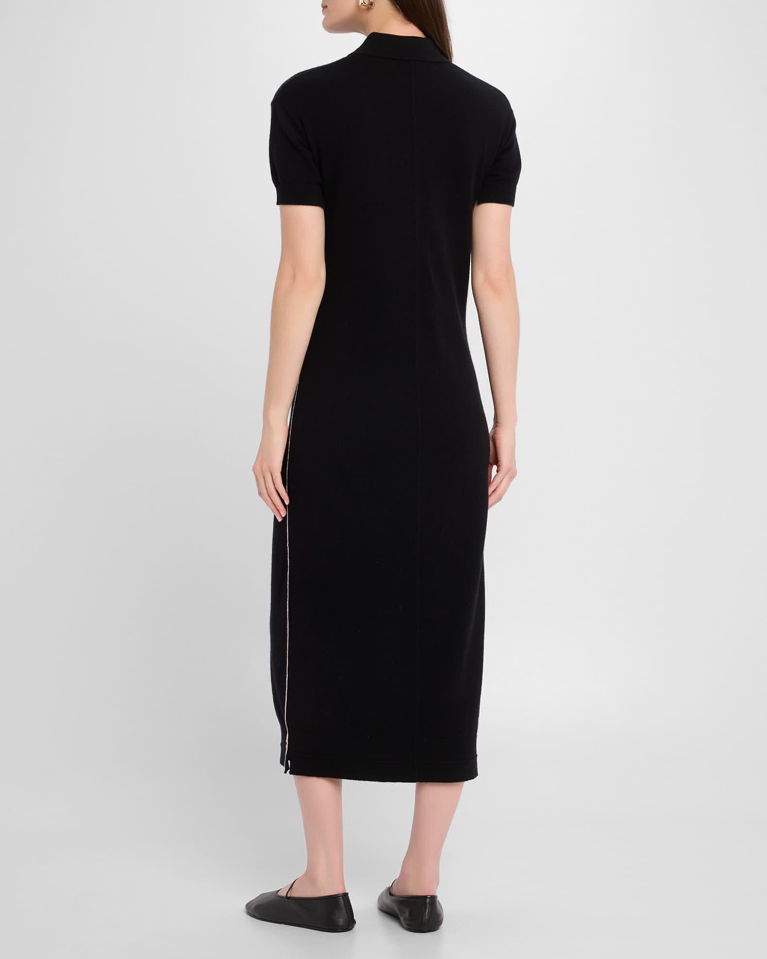 Short-Sleeve Cashmere Knit Midi Polo Dress Product Image