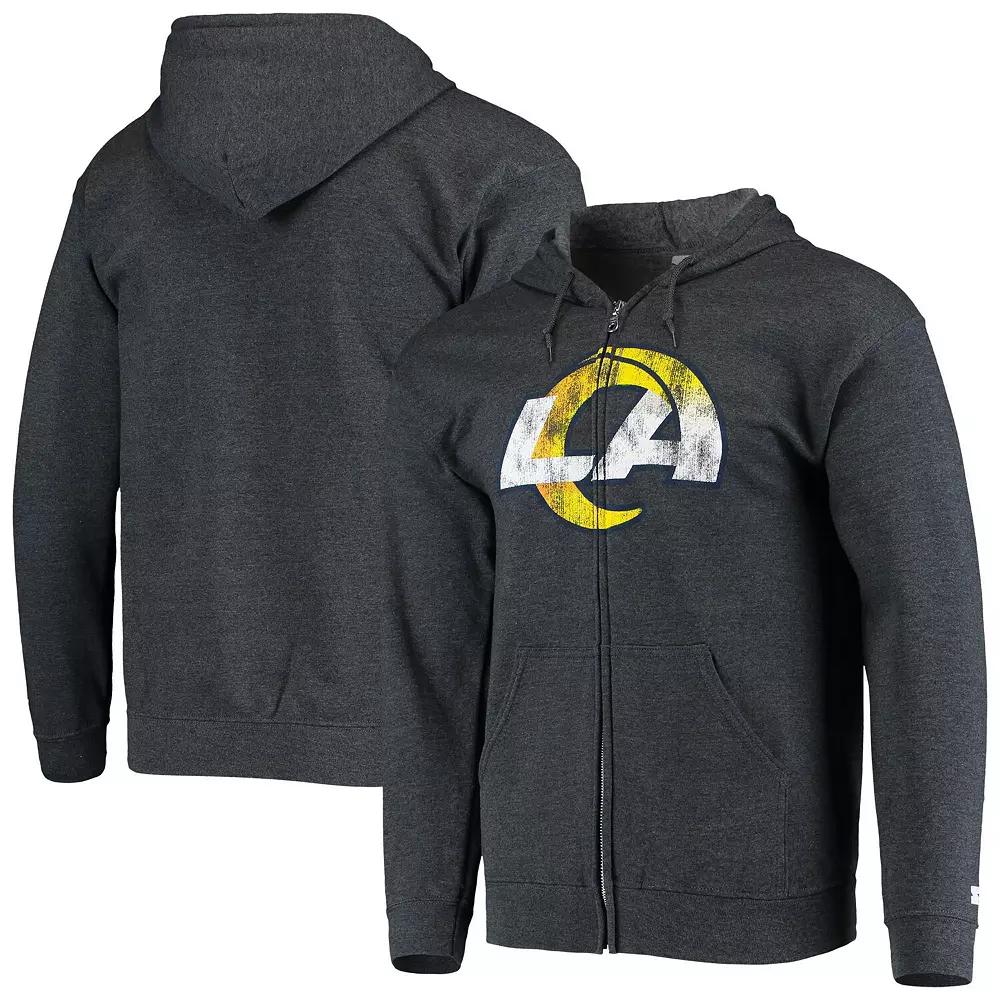 Men's Starter Charcoal Los Angeles Rams Primary Logo Full-Zip Hoodie, Size: Large Product Image