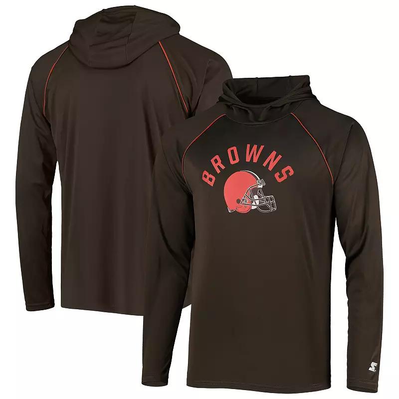 Men's Starter Brown Cleveland Browns Raglan Long Sleeve Hoodie T-Shirt,  Product Image