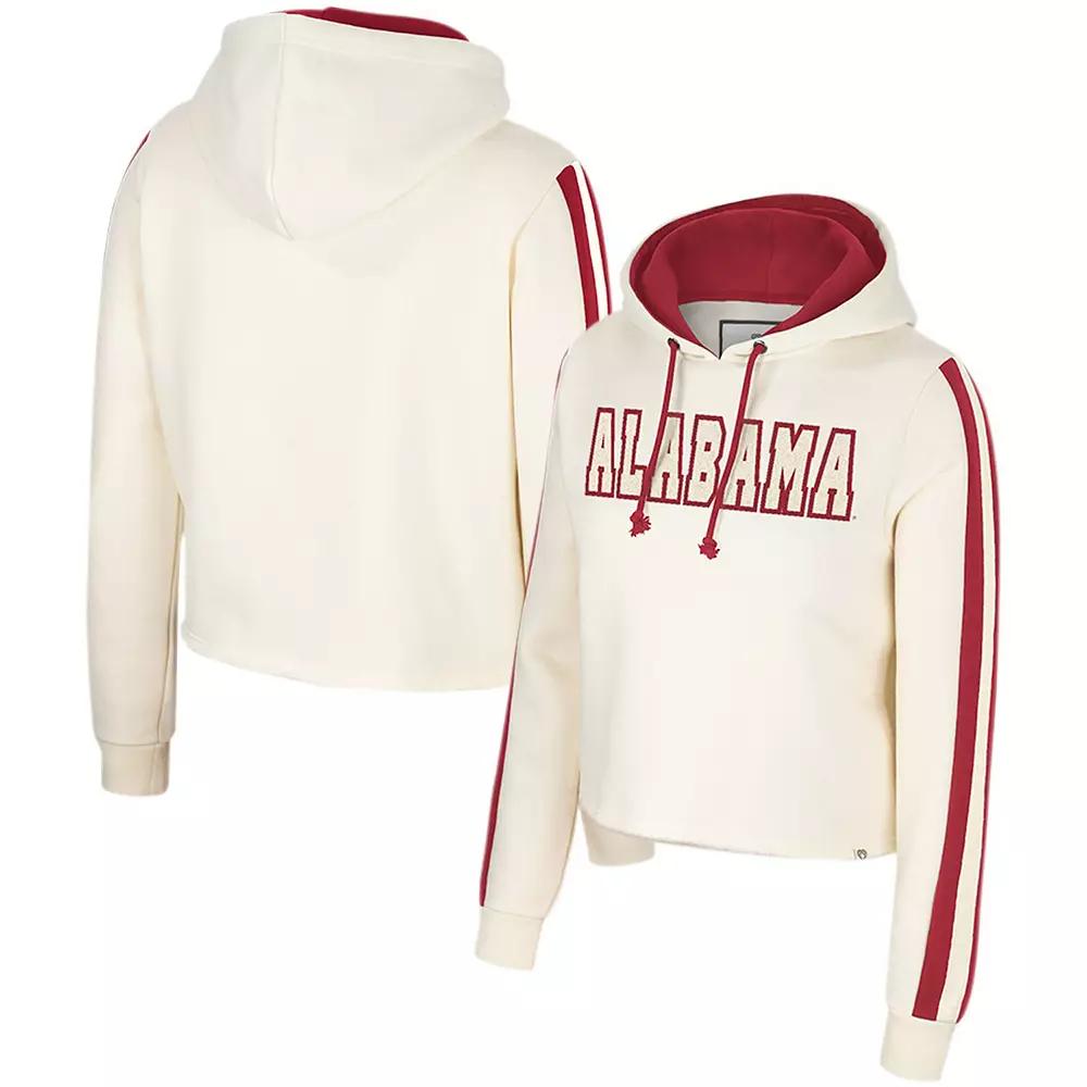 Women's Colosseum Cream Alabama Crimson Tide Perfect Date Cropped Pullover Hoodie, Size: Large, Beige Product Image