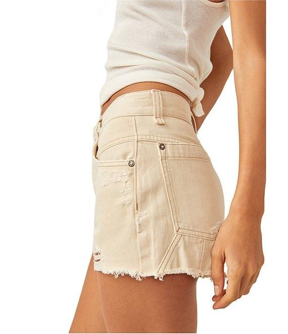 Free People We The Free Now Or Never Mid Rise Raw Hem Denim Shorts Product Image