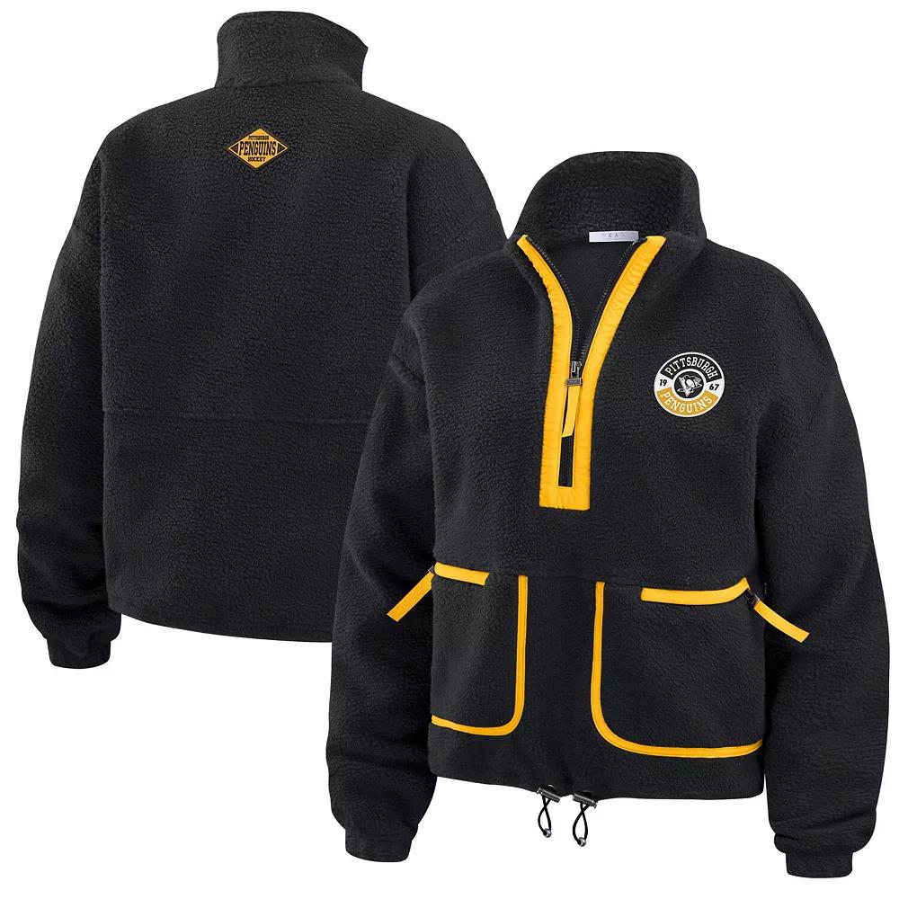 Women's WEAR by Erin Andrews  Black Pittsburgh Penguins Polar Fleece Half-Zip Jacket, Size: 2XL Product Image