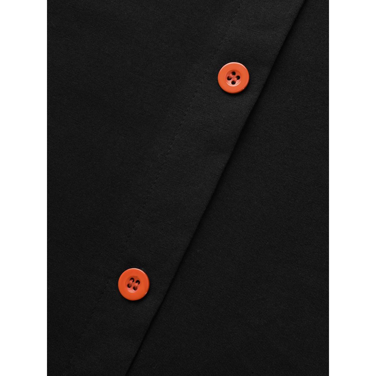 Plus Size Stretch Fabric Pumpkin Cut Out Midi Dress Black Women Playful Button Party Curvy Bloomchic 10/M Product Image