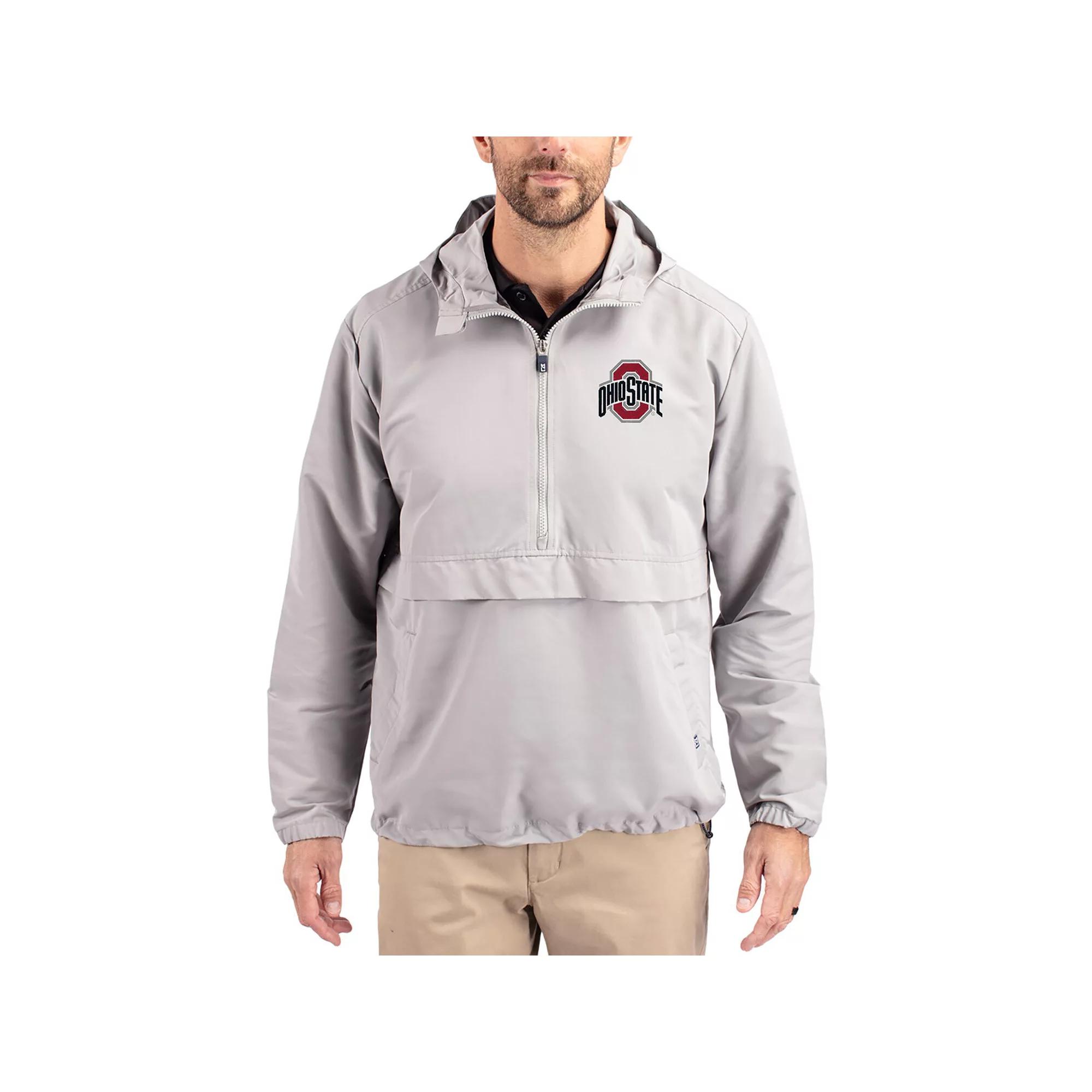 Men's Cutter & Buck Gray Ohio State Buckeyes Charter Eco Recycled Half-Zip Anorak Jacket,  Product Image