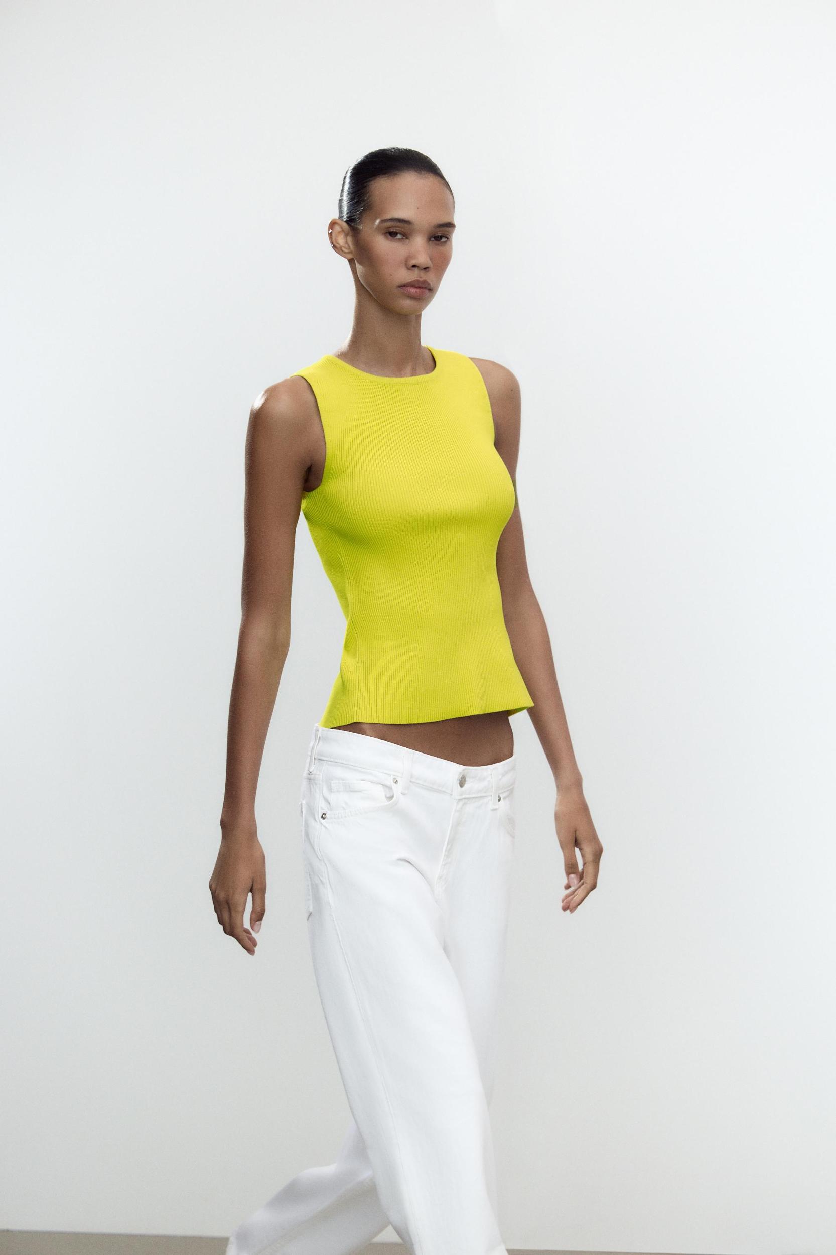 RIBBED KNIT TOP WITH LACED-UP BACK Product Image
