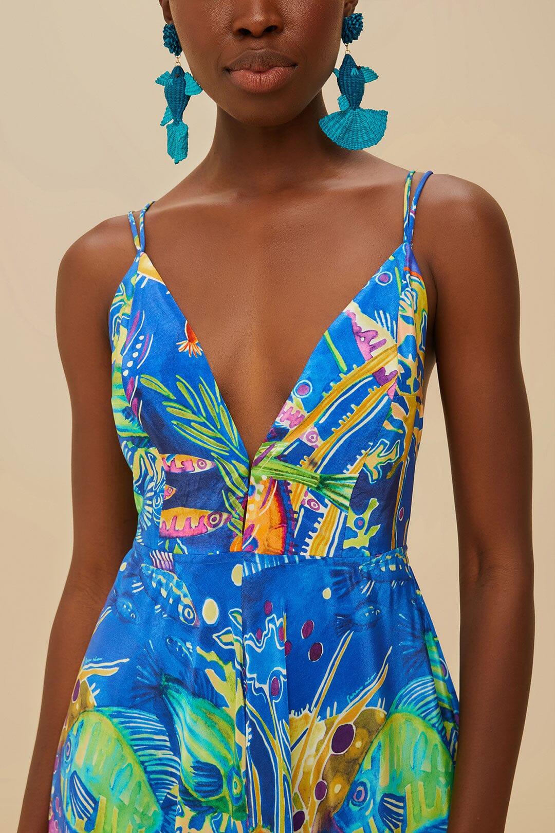 Blue Sea Life Sleeveless Maxi Dress Product Image