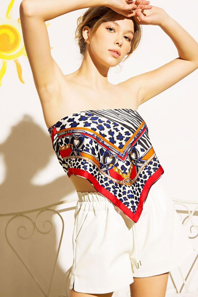 Multi Graphics Satin Bandana Tube Top Product Image