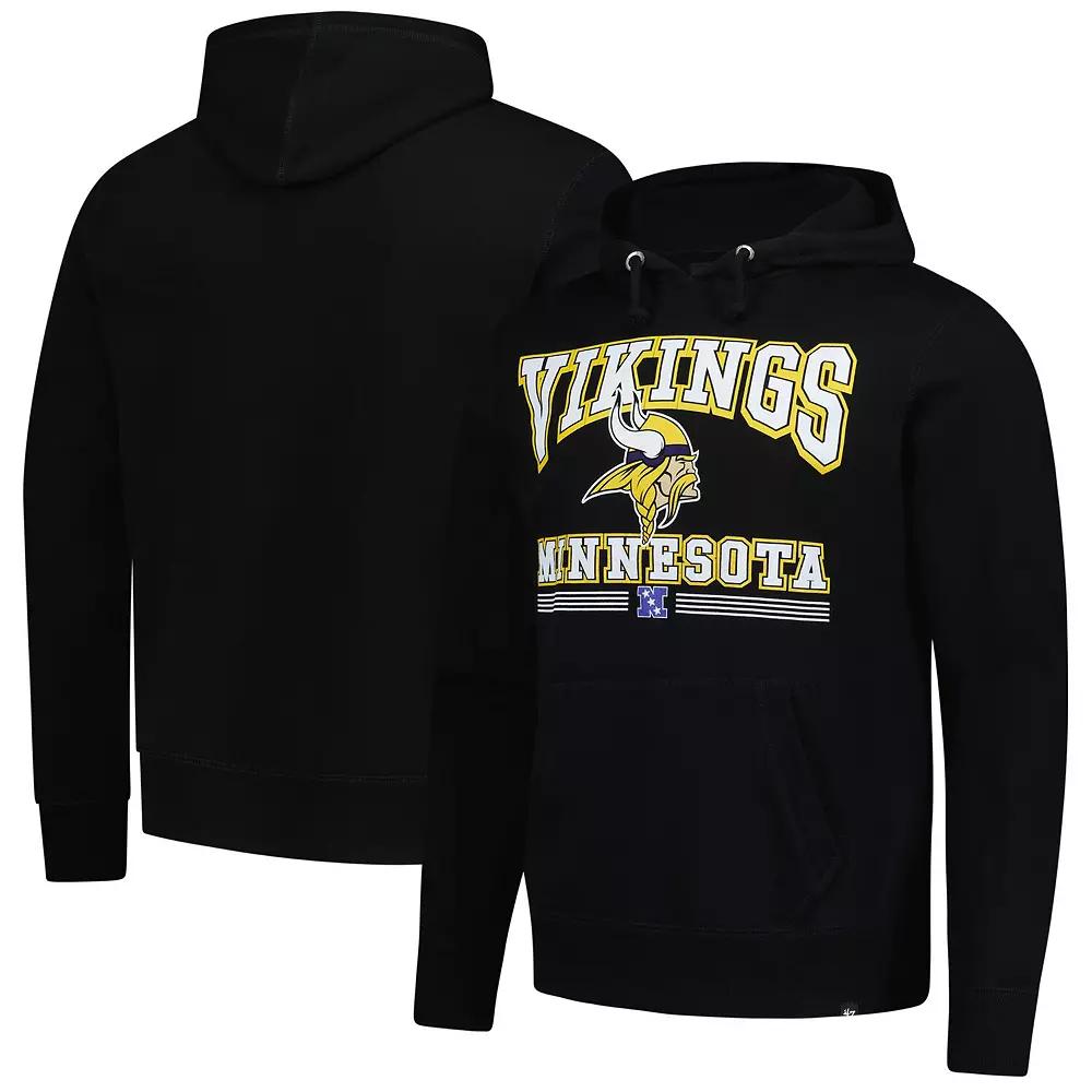 Men's '47 Black Minnesota Vikings Packed House Headline Pullover Hoodie,  Product Image