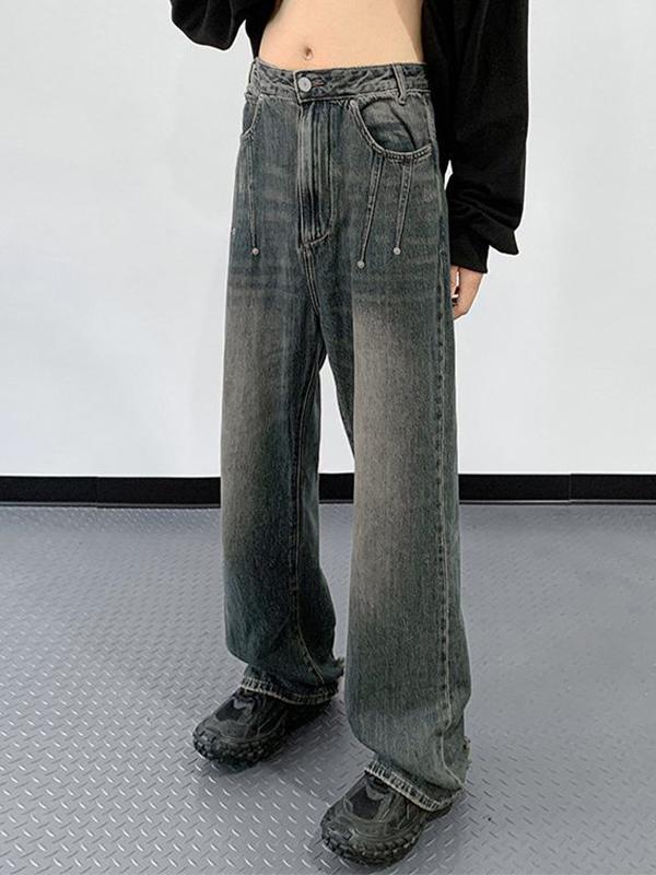 Men's Distressed Vintage Blue Ripped Loose Jeans Product Image