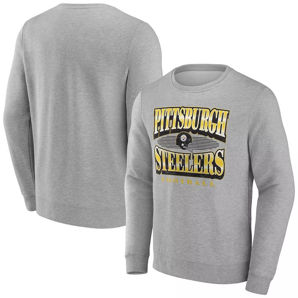 Men's Fanatics Heather Gray Pittsburgh Steelers Chance Throwback Fleece Pullover Sweatshirt, Size: Large, Grey Product Image