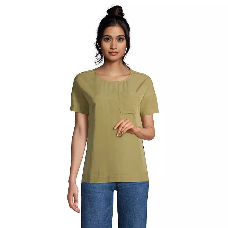 Women's Lands' End Comfy Short Sleeve Tee, Size: Medium, Simply Green Product Image