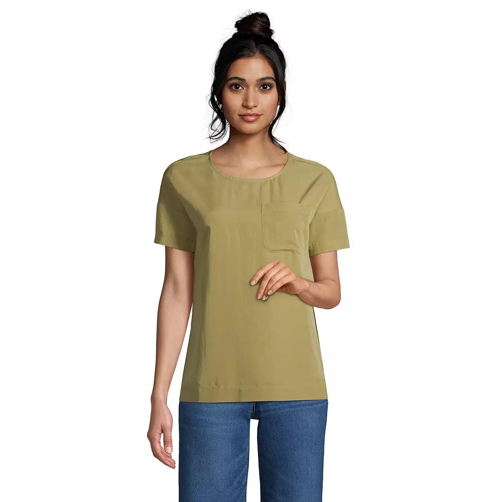 Women's Lands' End Comfy Short Sleeve Tee, Size: Medium, Simply Green Product Image