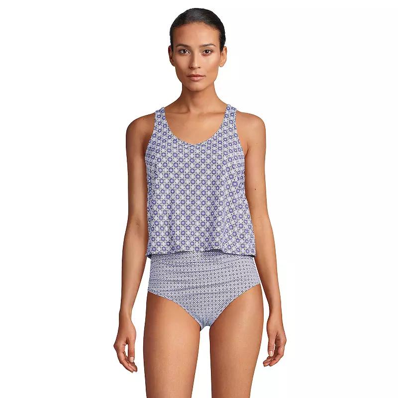 Women's Lands' End Chlorine Resistant V-neck One-Piece Fauxkini Swimsuit, Size: XS, Black Havana Floral Product Image