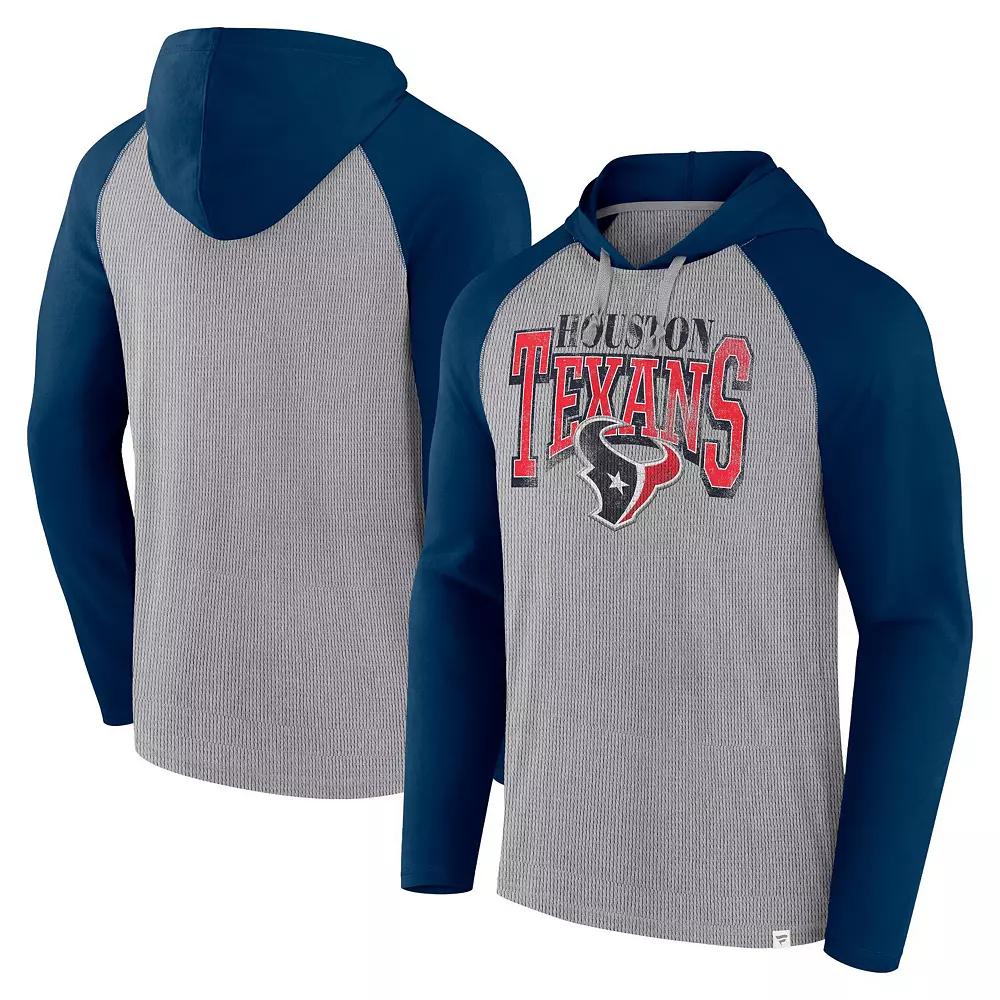 Men's Fanatics Gray/Navy Houston Texans Under Center Long Sleeve Hoodie T-Shirt, Size: XL, Grey Product Image