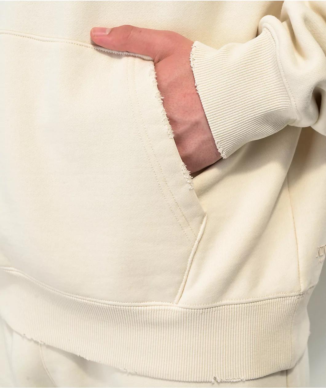 Ninth Hall Fundamentals Cream Distressed Boxy Hoodie Product Image