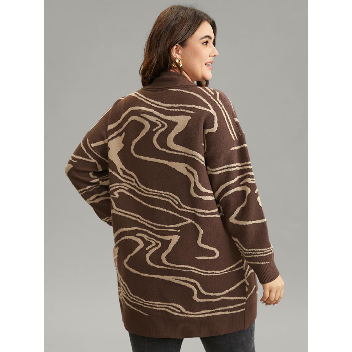 Plus Size Supersoft Essentials Water Ripple Pocket Cardigan DarkBrown Women Leisure Loose Long Sleeve Casual Cardigans BloomChic 18-20/2X Product Image