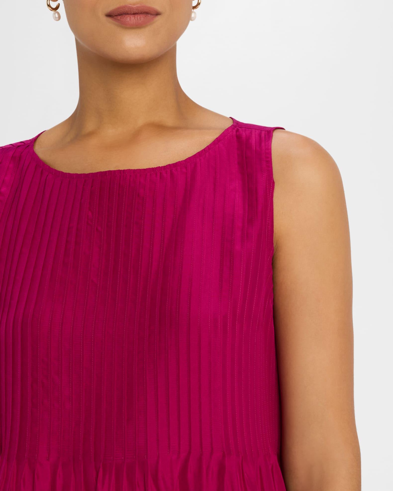 Sleeveless Pintuck Silk Midi Dress Product Image