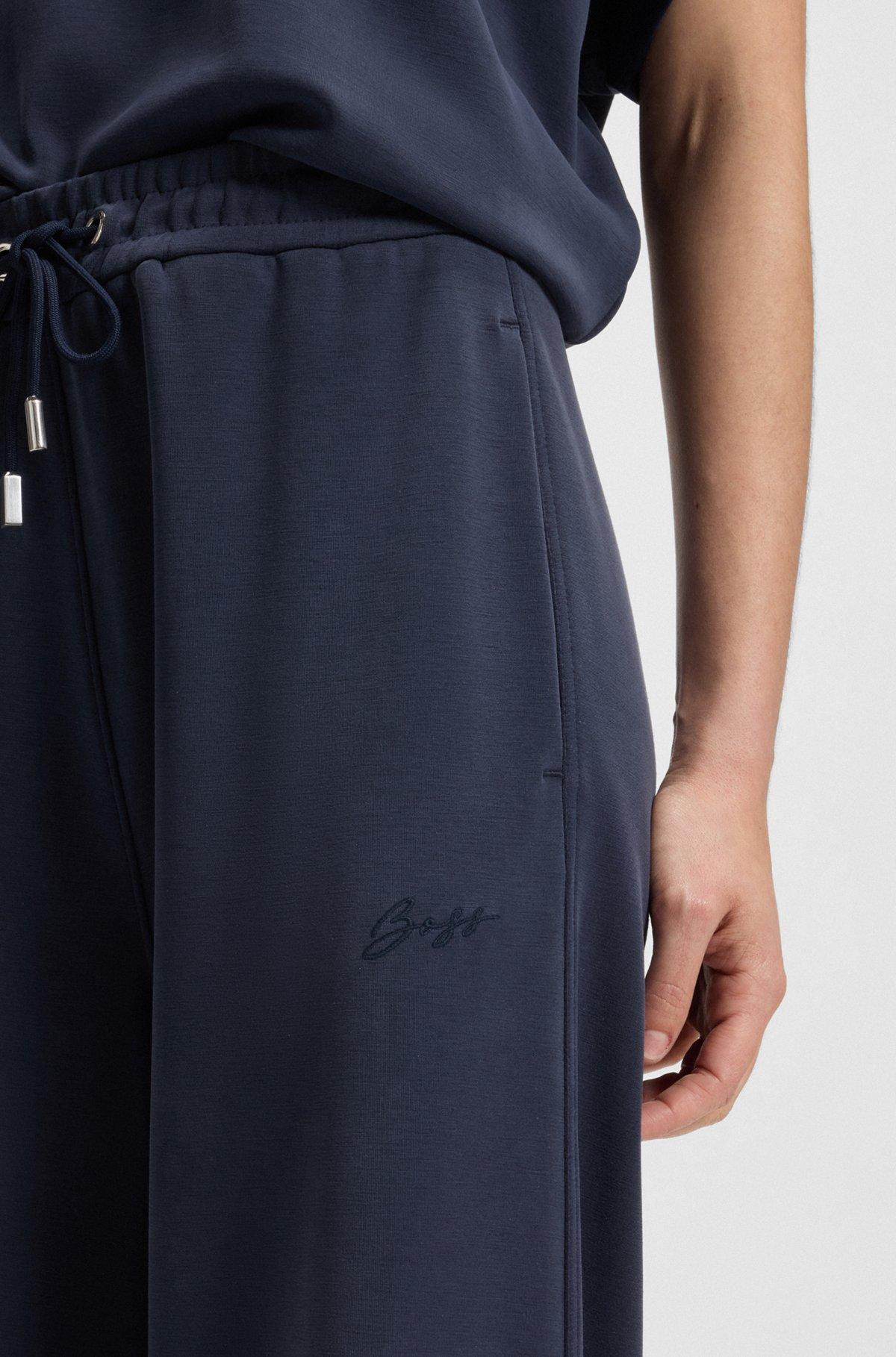 BOSS - Relaxed-fit tracksuit bottoms with embroidered logo - Dark Blue Product Image