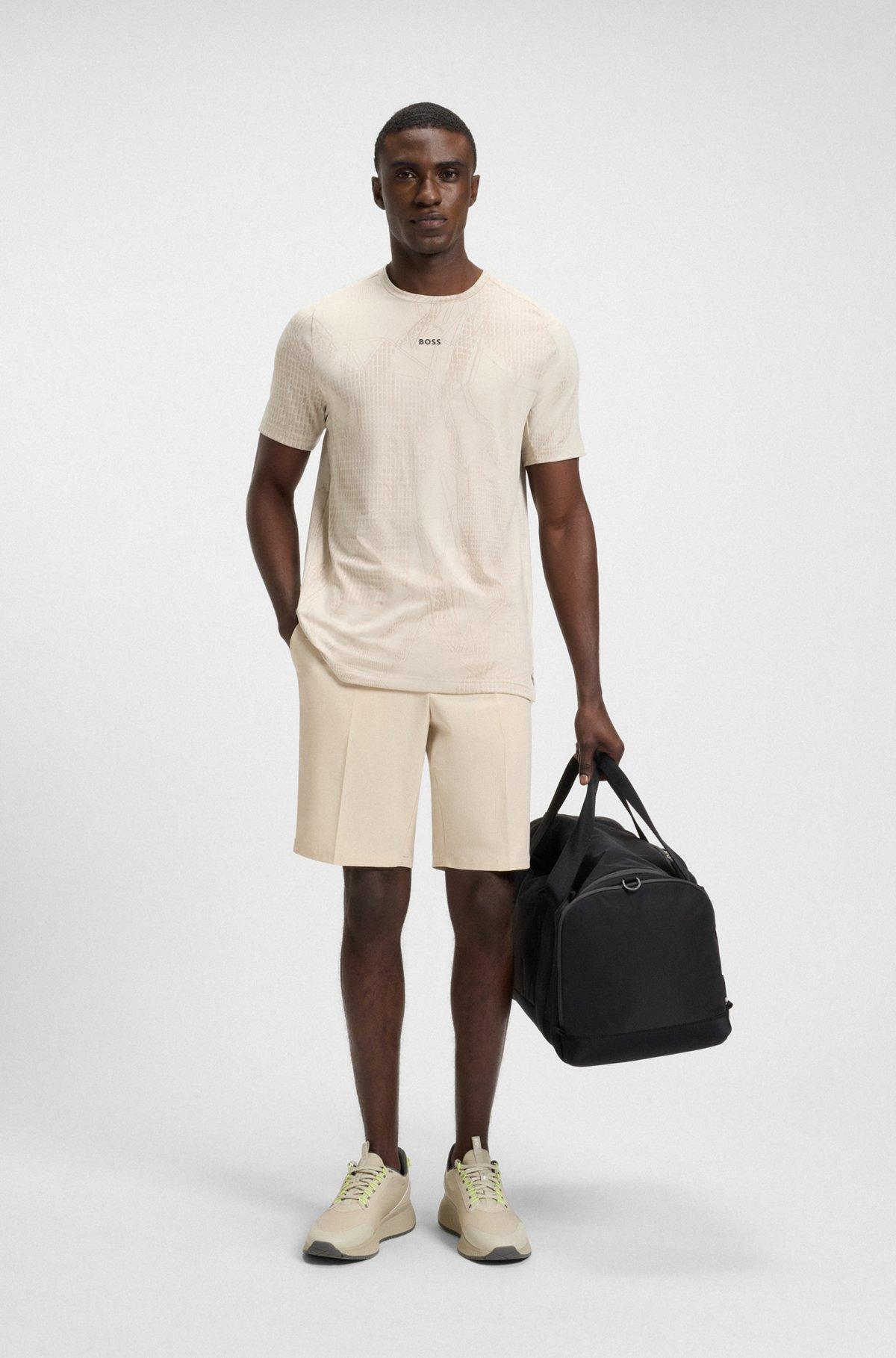 BOSS - Active jacquard-pattern T-shirt with moisture management - Light Beige Product Image