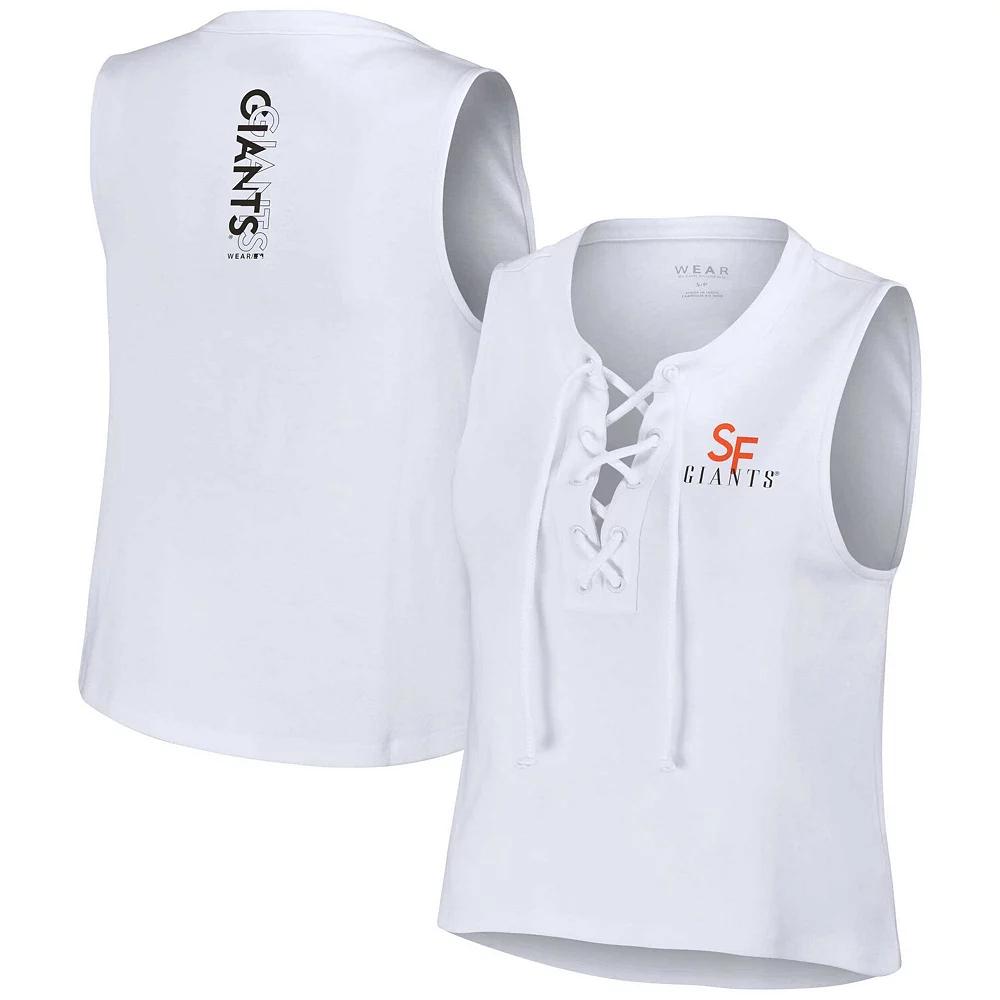 Women's WEAR by Erin Andrews White San Francisco Giants Lace-Up Tank Top,  Product Image