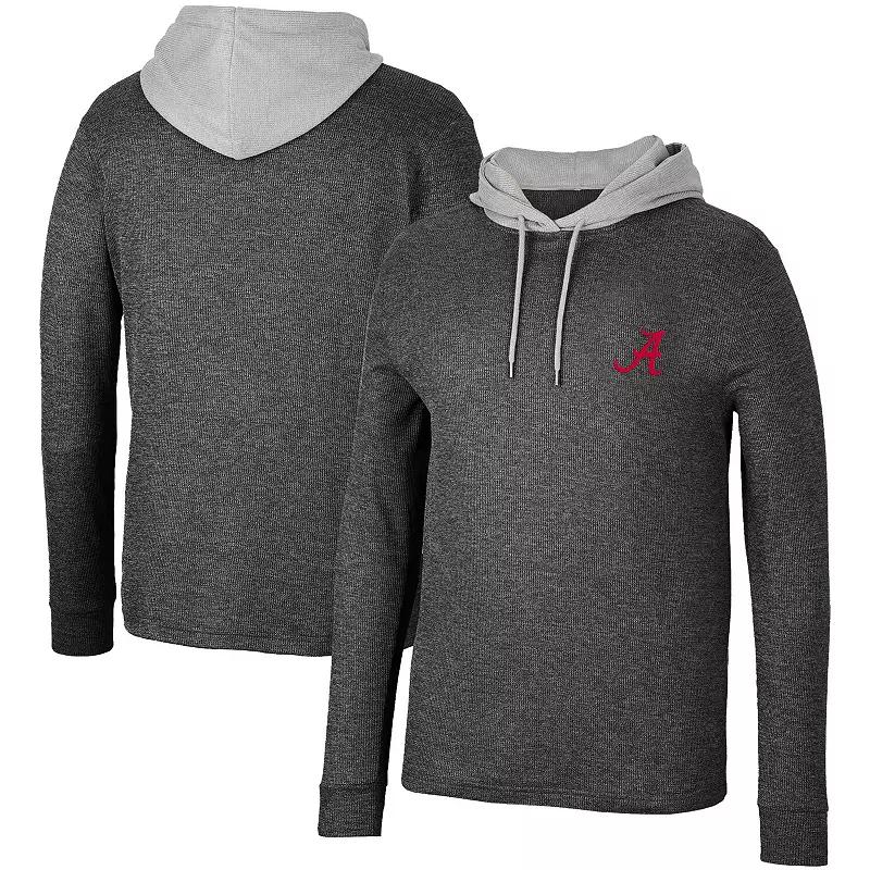 Men's Colosseum Black Alabama Crimson Tide Ballot Waffle-Knit Thermal Long Sleeve Hoodie T-Shirt, Size: Large Product Image