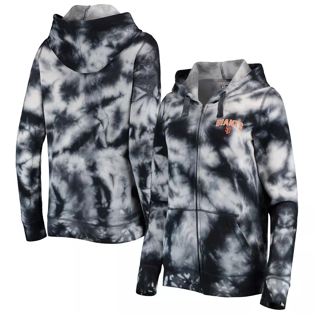 Women's New Era Black San Francisco Giants Tie-Dye Full-Zip Hoodie, Size: Medium Product Image