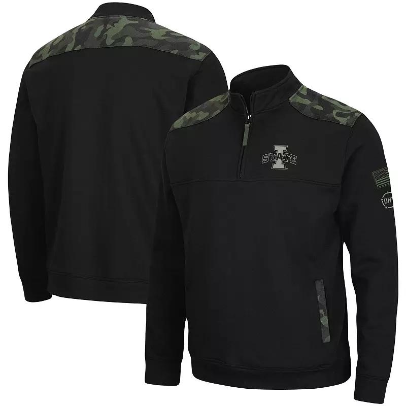 Men's Colosseum Black Louisville Cardinals OHT Military Appreciation Commo Fleece Quarter-Zip Jacket,  Product Image